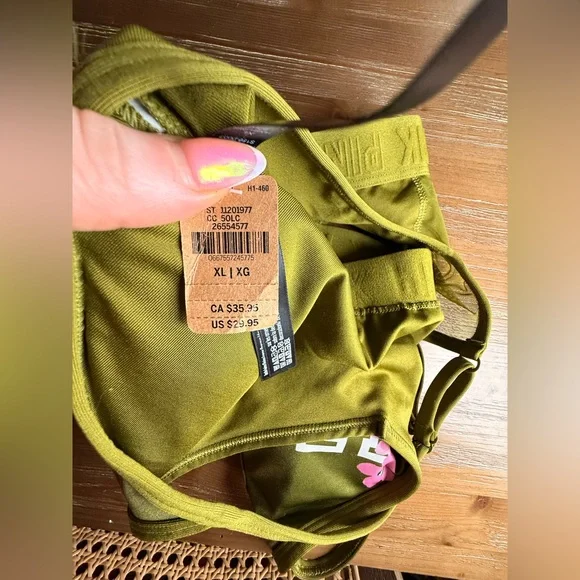 PINK Olive Green Sports Bra with Pink Logo Accent - Picture 3 of 3